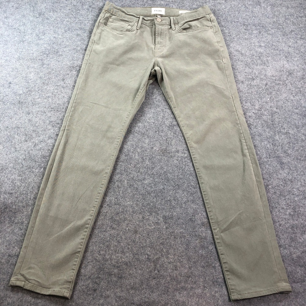 Frame Denim Slim Jeans in Olive Green